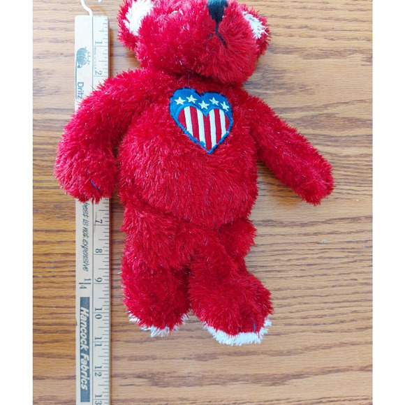 Sparkles Patriotic Teddy Bear Plush 11" Heart American Flag Red White Blue - Picture 8 of 8